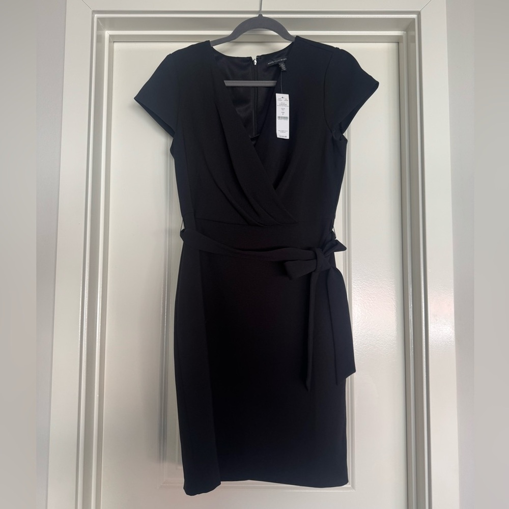 NWT White House Black Market Little Black Belted Sheath Dress US8